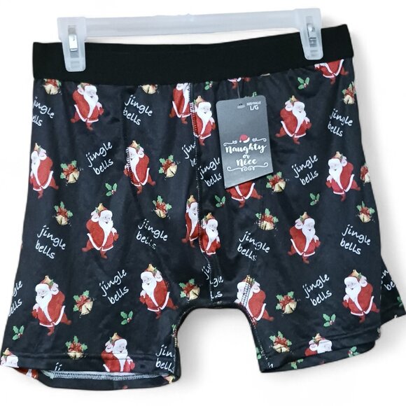 🎄🎁NWT Silky Christmas Boxer Briefs SANTA Jingle Bells Size L🎄🎁 - Picture 1 of 8